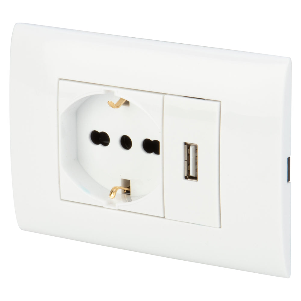 Placca Premontata USB + Frutto 10-16A PolyPool per Impianti Elettrici Placca Premontata USB + Frutto 10-16A PolyPool per Impianti Elettrici